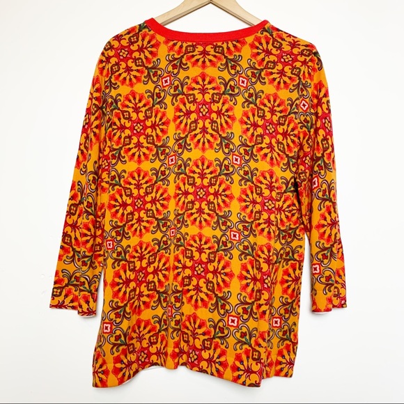 Isaac Mizrahi Live Orange Floral Cardigan Women’s Size Large - Picture 2 of 7